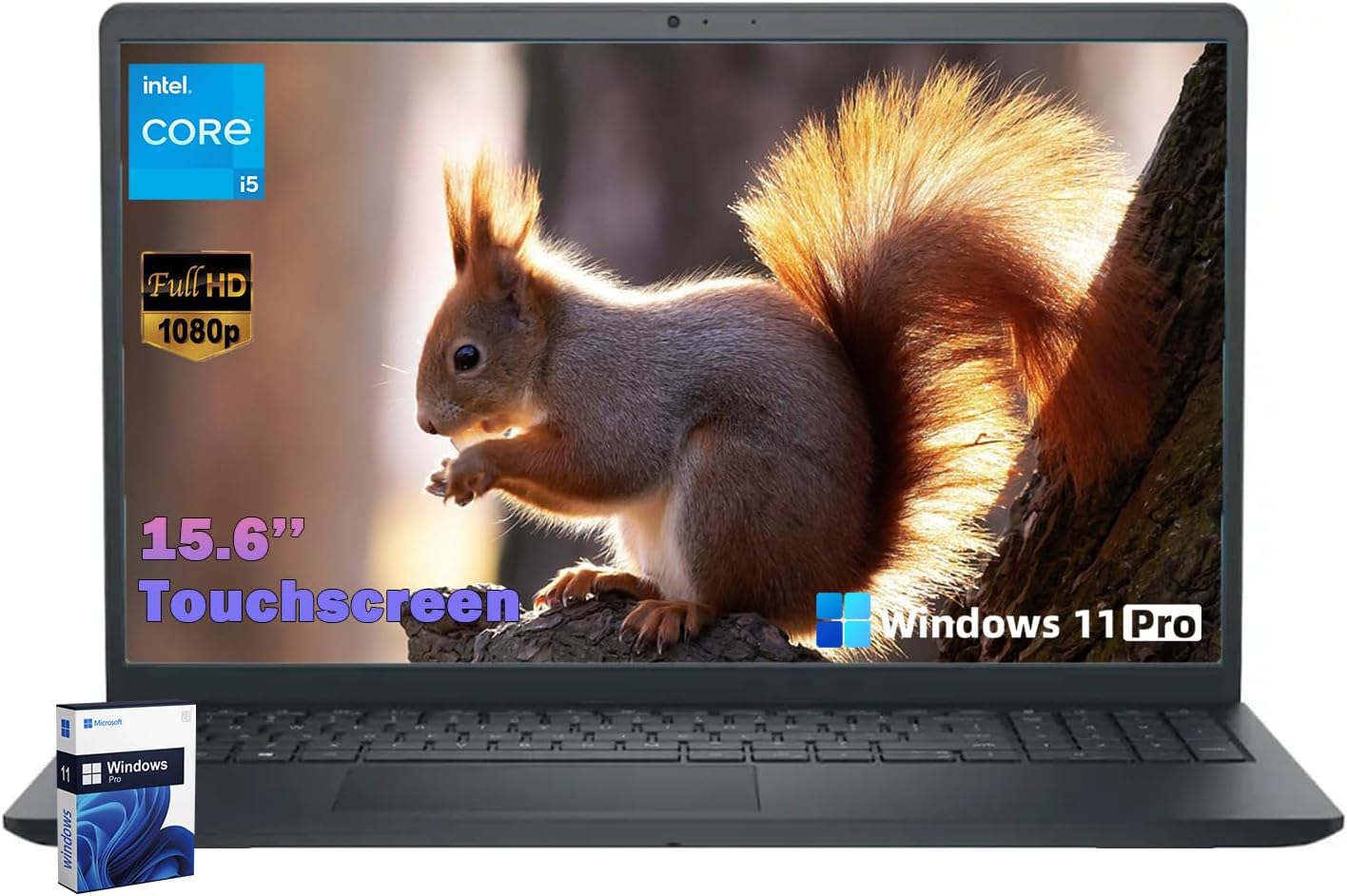 Dell Inspiron 15 3520 FHD touchscreen laptop with numeric keypad backlit keyboard Windows 11 Pro for business data entry accounting