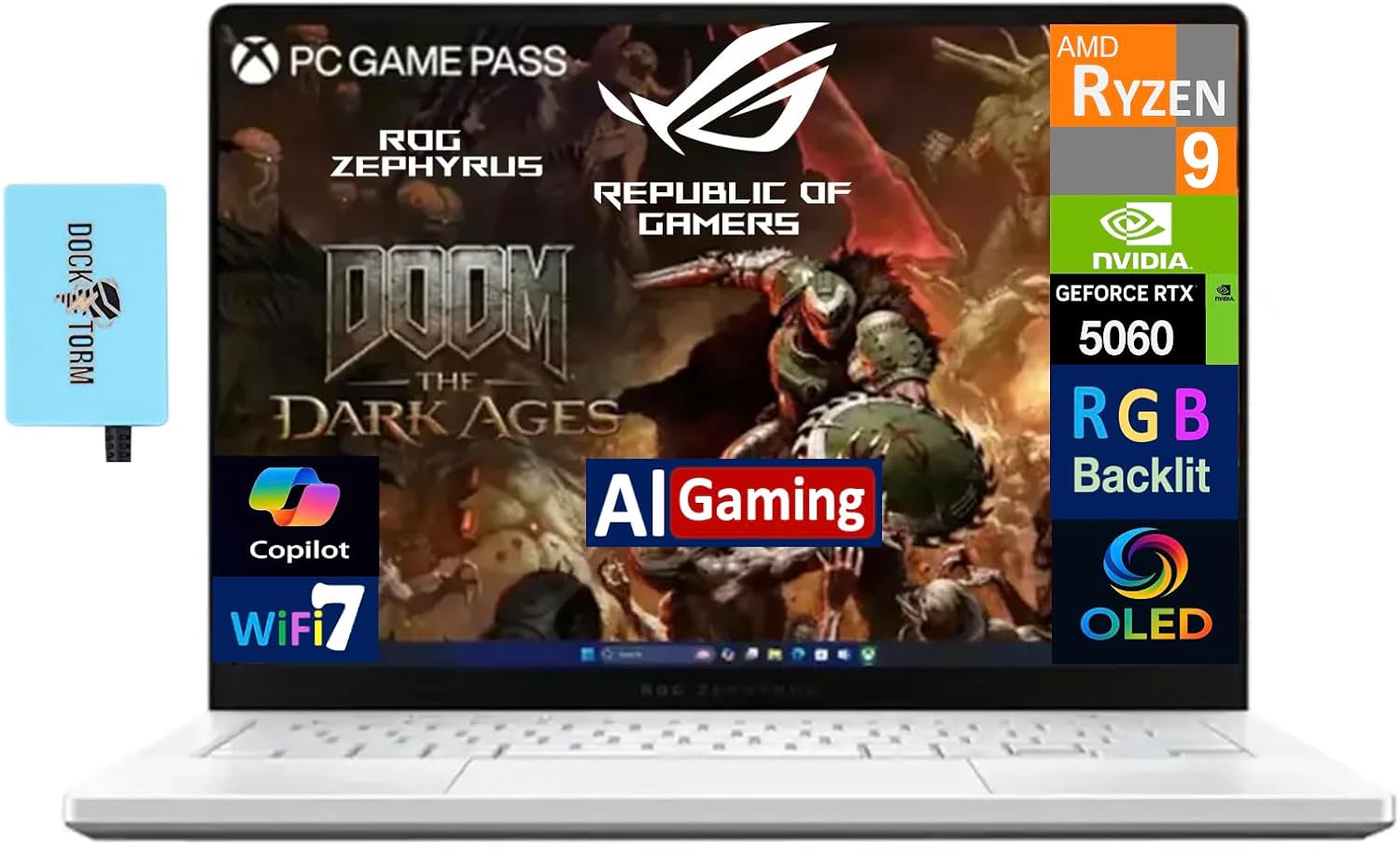 ASUS ROG Zephyrus G14 RTX 4070 Ryzen 9 OLED 14-inch lightweight gaming laptop for college students QHD+ 165Hz